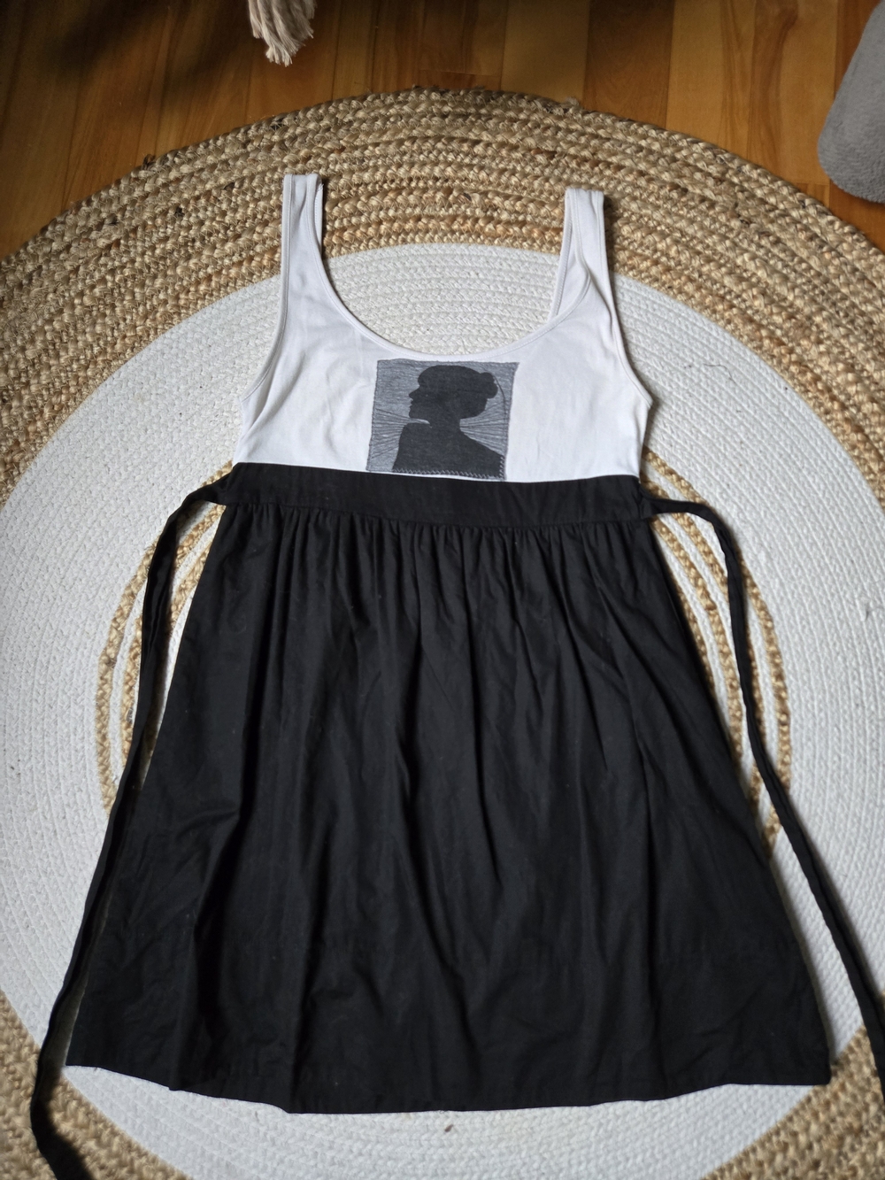 Vintage Y2k Ardene Black & White Mini Dress Graphic Bust Minimalist Color Block - Picture 2 of 14